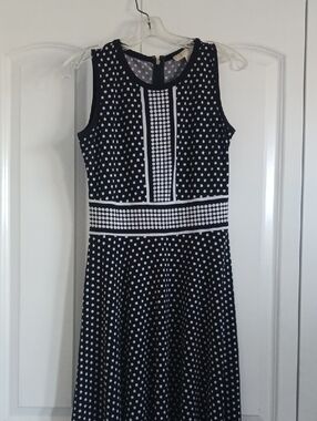 MICHARL MICHAEL KORES Classic Black and White Polka Dot Sleeveless Dress